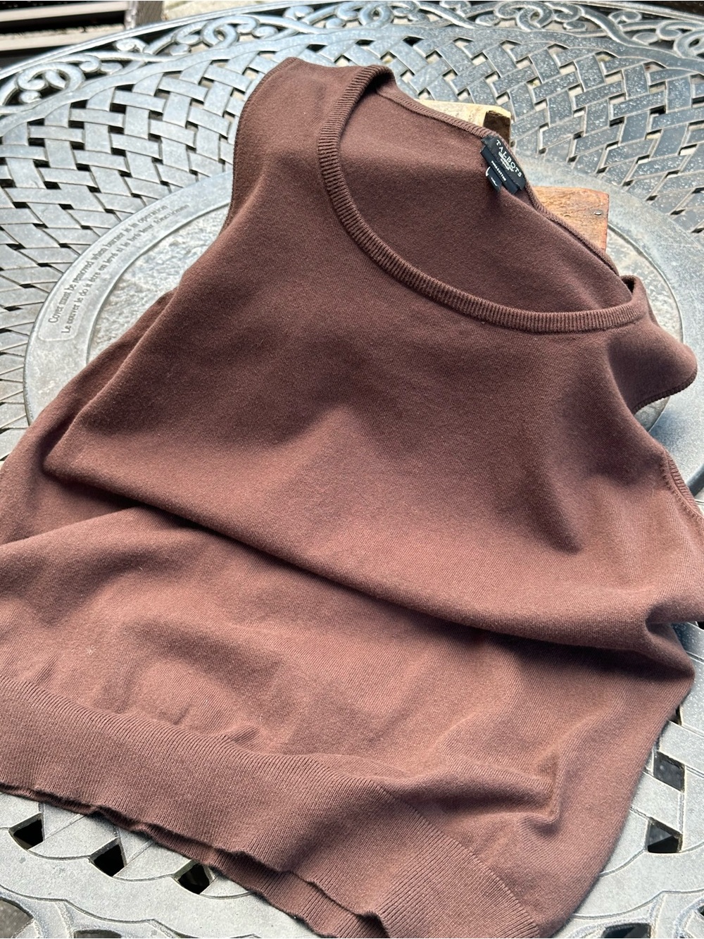 Talbots Brown Pima Cotton Sleeveless Sweater Top Size 1X